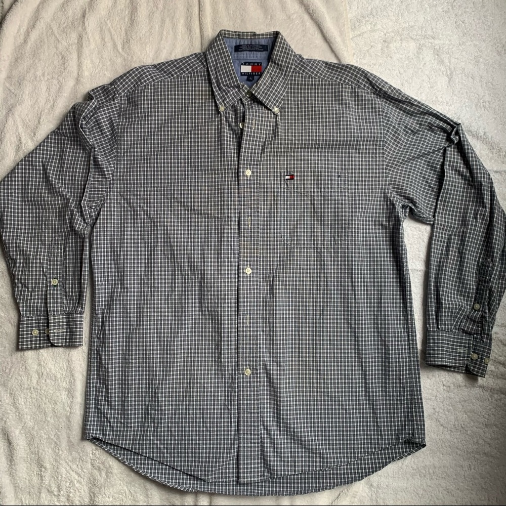 Blue Plaid Tommy Hilfiger Men’s L Button’d Shirt